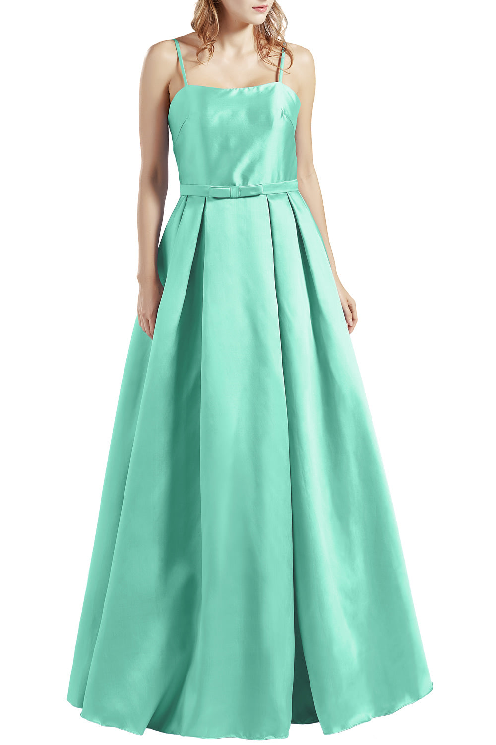 MACloth Damen Langes ärmelloses Satin-Ballkleid, Partykleid, Homecoming-Abendkleid