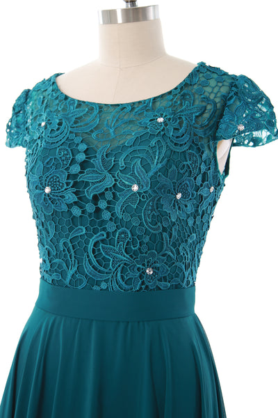 MACloth Women Short Cap Sleeve Lace Wedding Bridesmaid Mother Dresses Homecoming