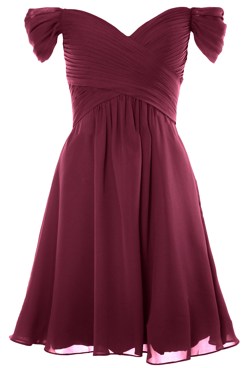 MACloth Damen Schulterfreies, kurzes Brautjungfernkleid für Hochzeit, Party, formelles Kleid