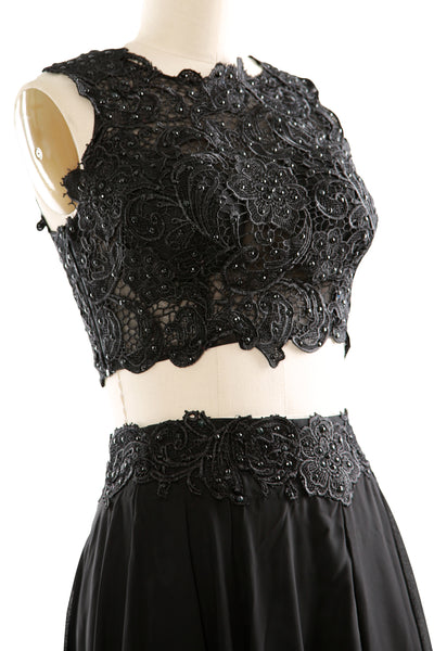 MACloth Women Two Piece Lace Chiffon Short Prom Dress Cocktail Party Formal Gown