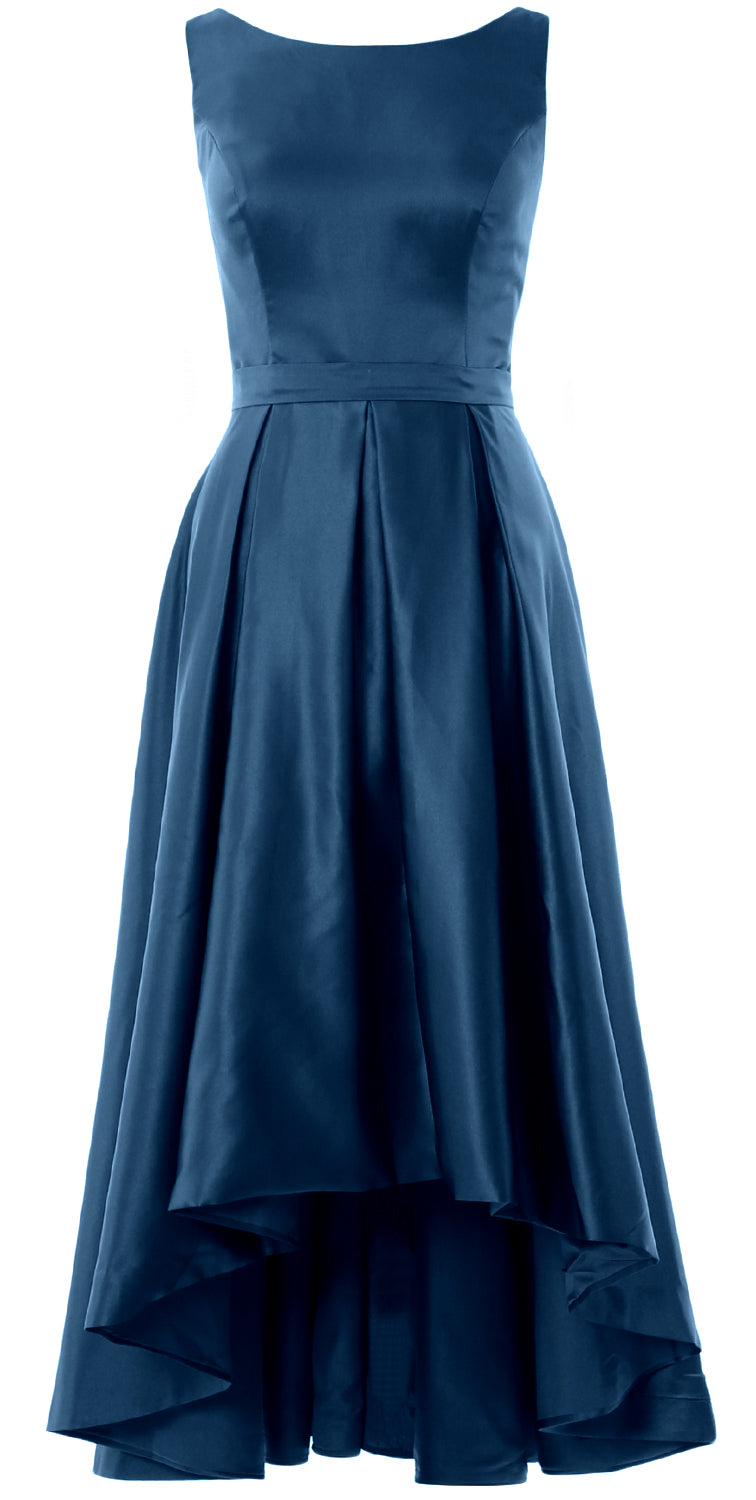 MACloth Hi-Lo Brautjungfernkleider Ärmellos Cocktail Hochzeit Party Abendkleid