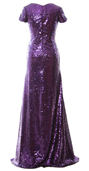 MACloth Mermaid Cap Sleeve Sequin Long Bridesmaid Dress Formal Evening Gown