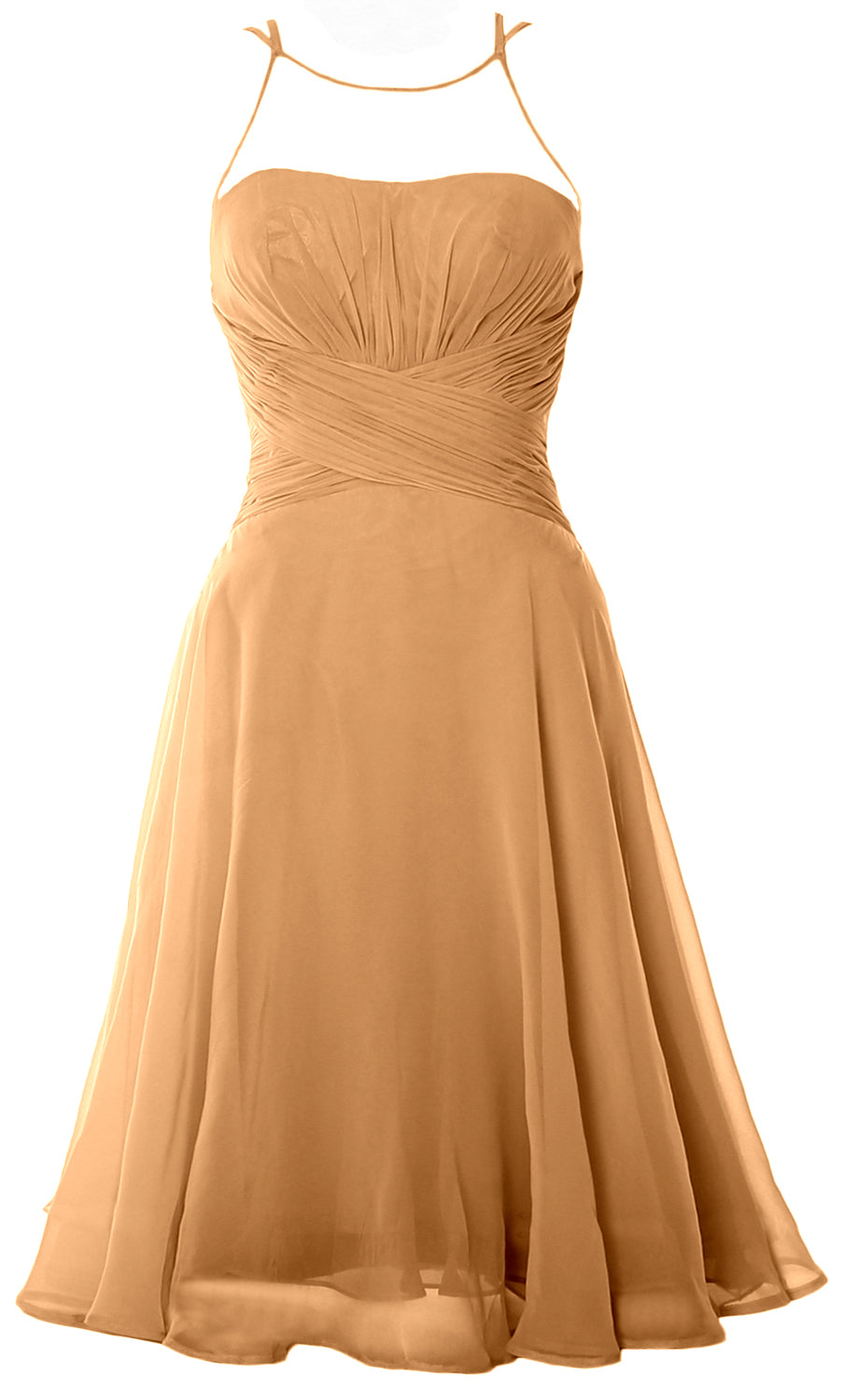 Vestido de cóctel corto elegante con ilusión de MACloth, vestido formal de gasa para boda o fiesta
