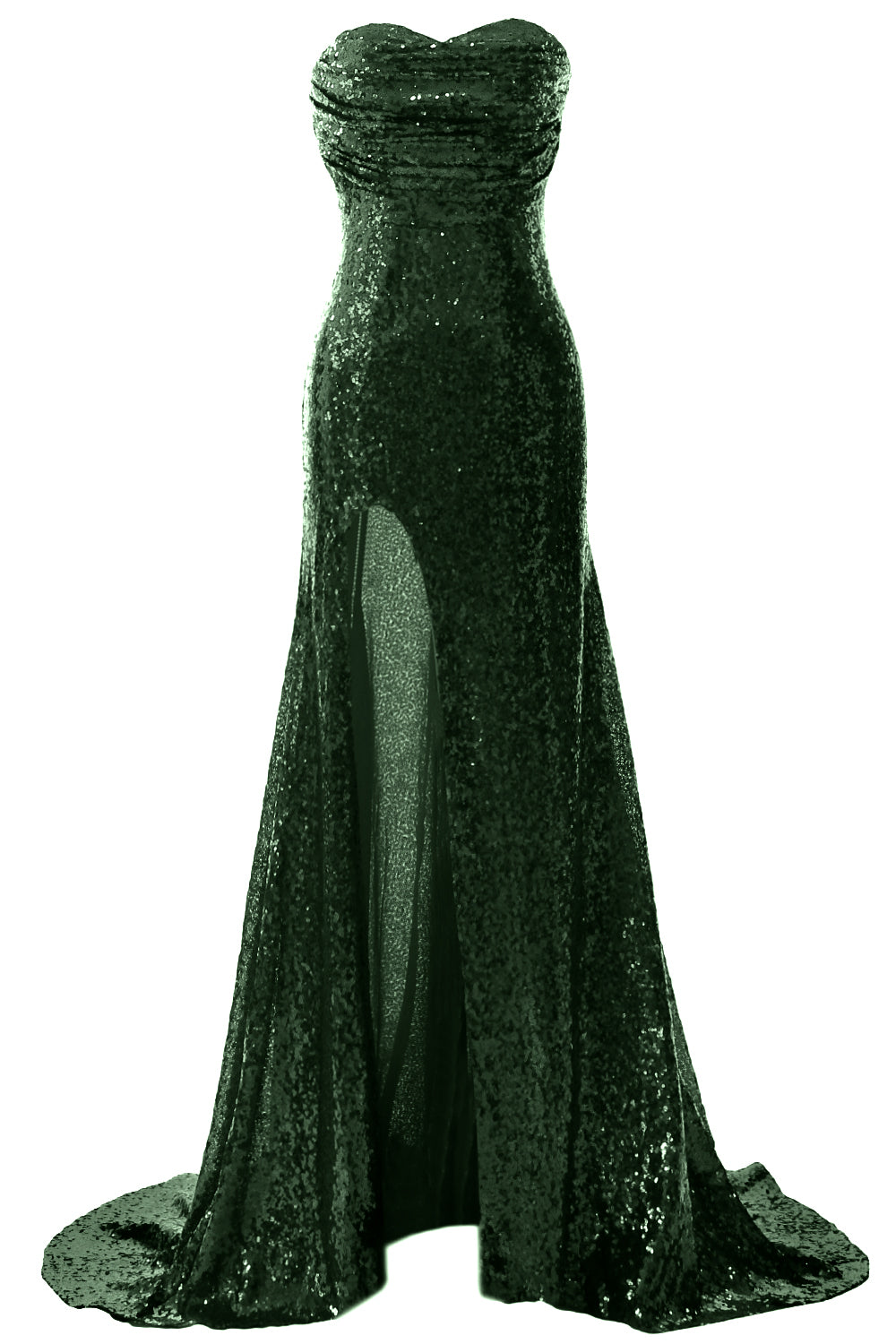 MACloth Sequin Prom Dresses Mermaid Strapless Formal Evening Gown with Split