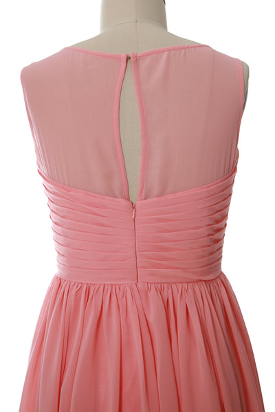 MACloth Elegant O Neck Short Bridesmaid Dress Chiffon Wedding Party Formal Gown