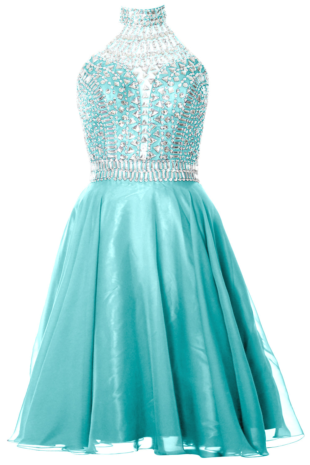 Vestido de fiesta de graduación con cuello alto y cuello halter de MACloth