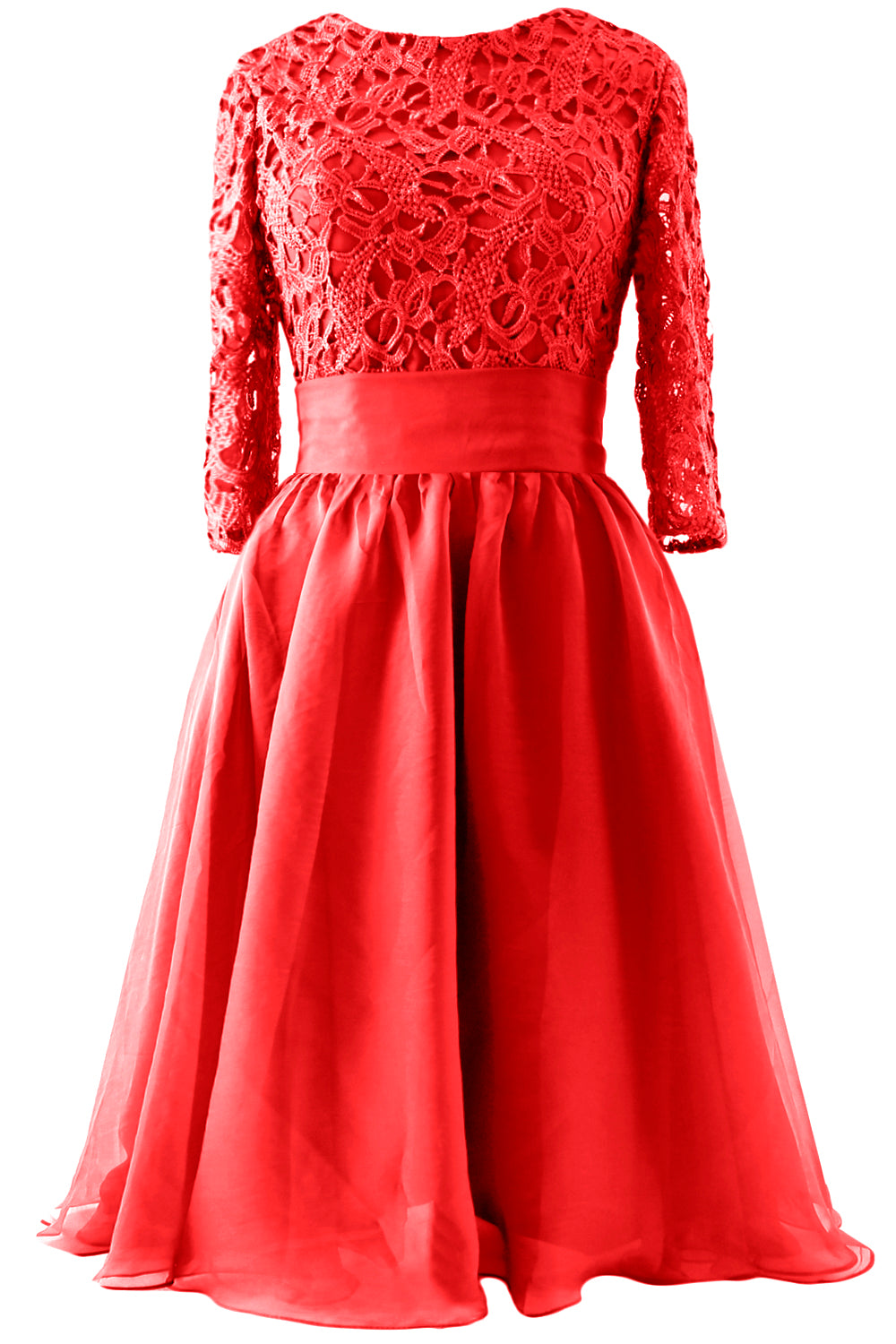 MACloth Women 3/4 Sleeve Lace Short Mother of Bride Dress Formal Evening Gown