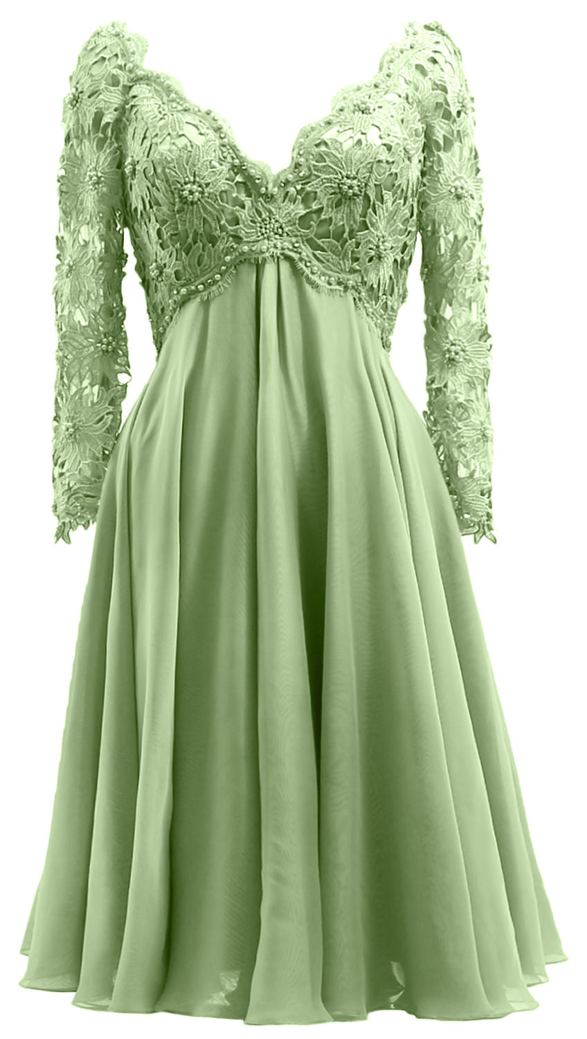 MACloth Damen Lange Ärmel Kurze Mutter Braut Kleider V Ausschnitt Cocktail Party