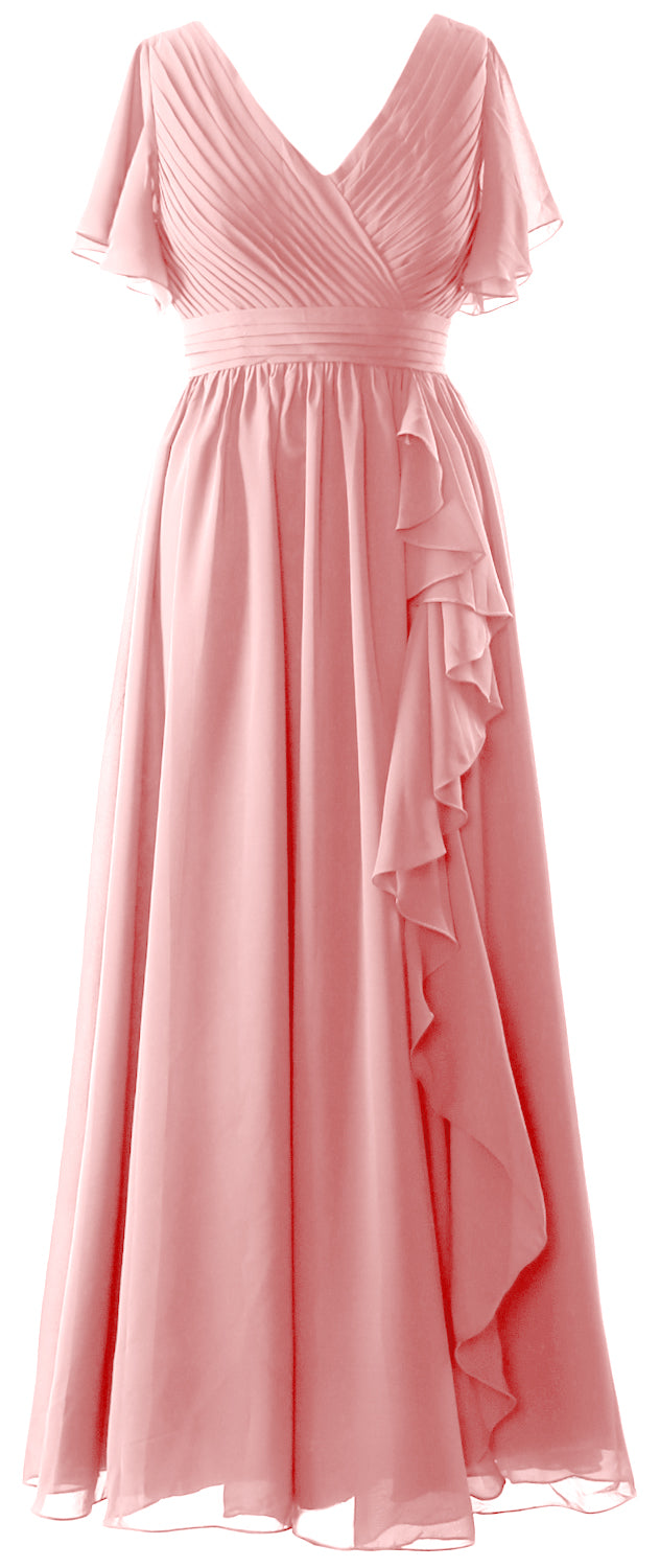 Vestidos de novia de MACloth con escote en V y mangas largas, vestido formal de boda