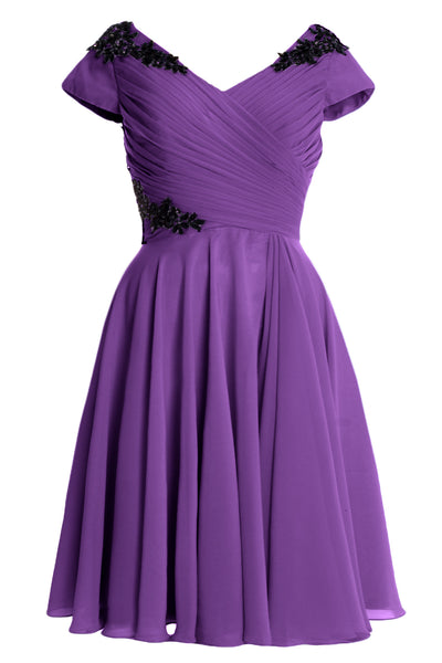 MACloth Women Mother of Bride Groom Dresses Short Cap Sleeve Bridesmaid BD MoH