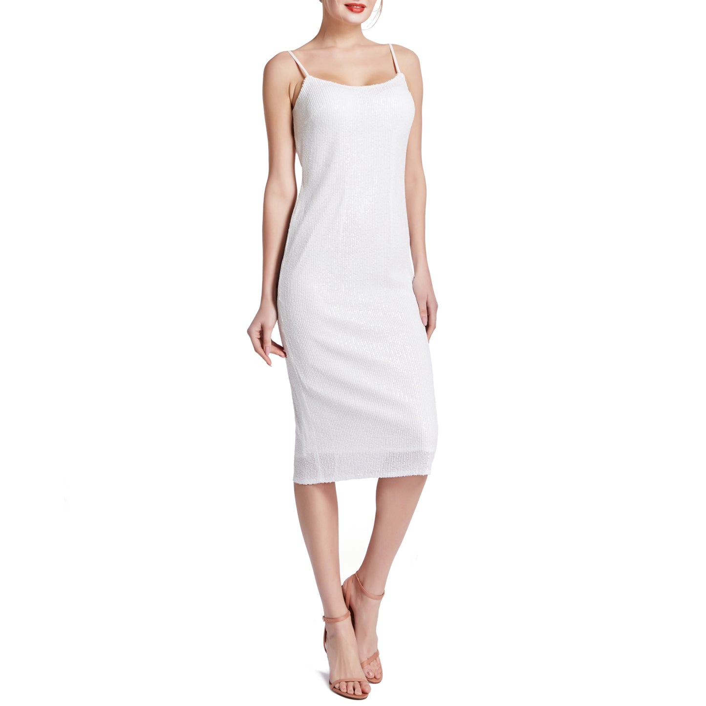 MACloth Women Spaghetti Strap Sheath Short Sequin Casual Cocktail Party Dresses