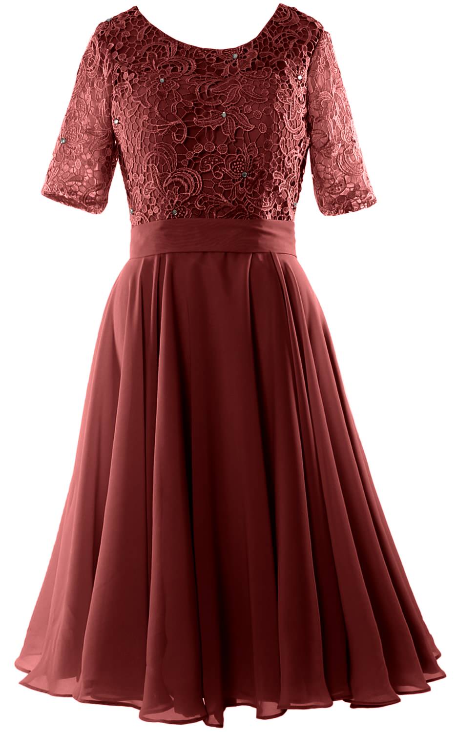 MACloth Women Short Mother Bride Dresses Half Sleeve Wedding Guest Dinner Lace