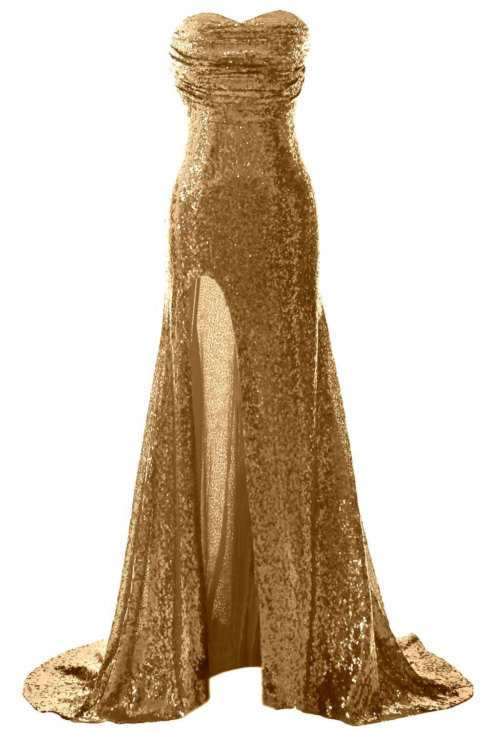 MACloth Sequin Prom Dresses Mermaid Strapless Formal Evening Gown with Split