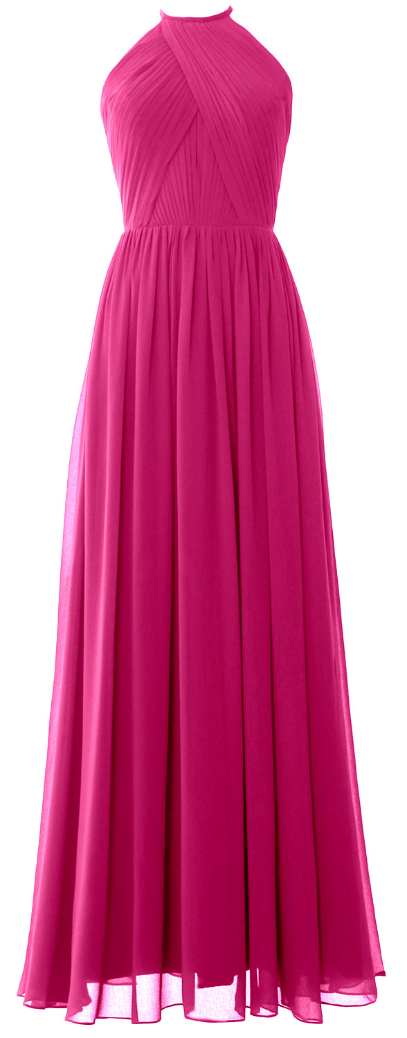 MACLoth Halter Vestidos largos de dama de honor Vestido de noche formal para boda MoH