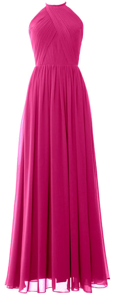 MACLoth Halter Long Bridesmaid Dresses Wedding Formal Evening Gown MoH