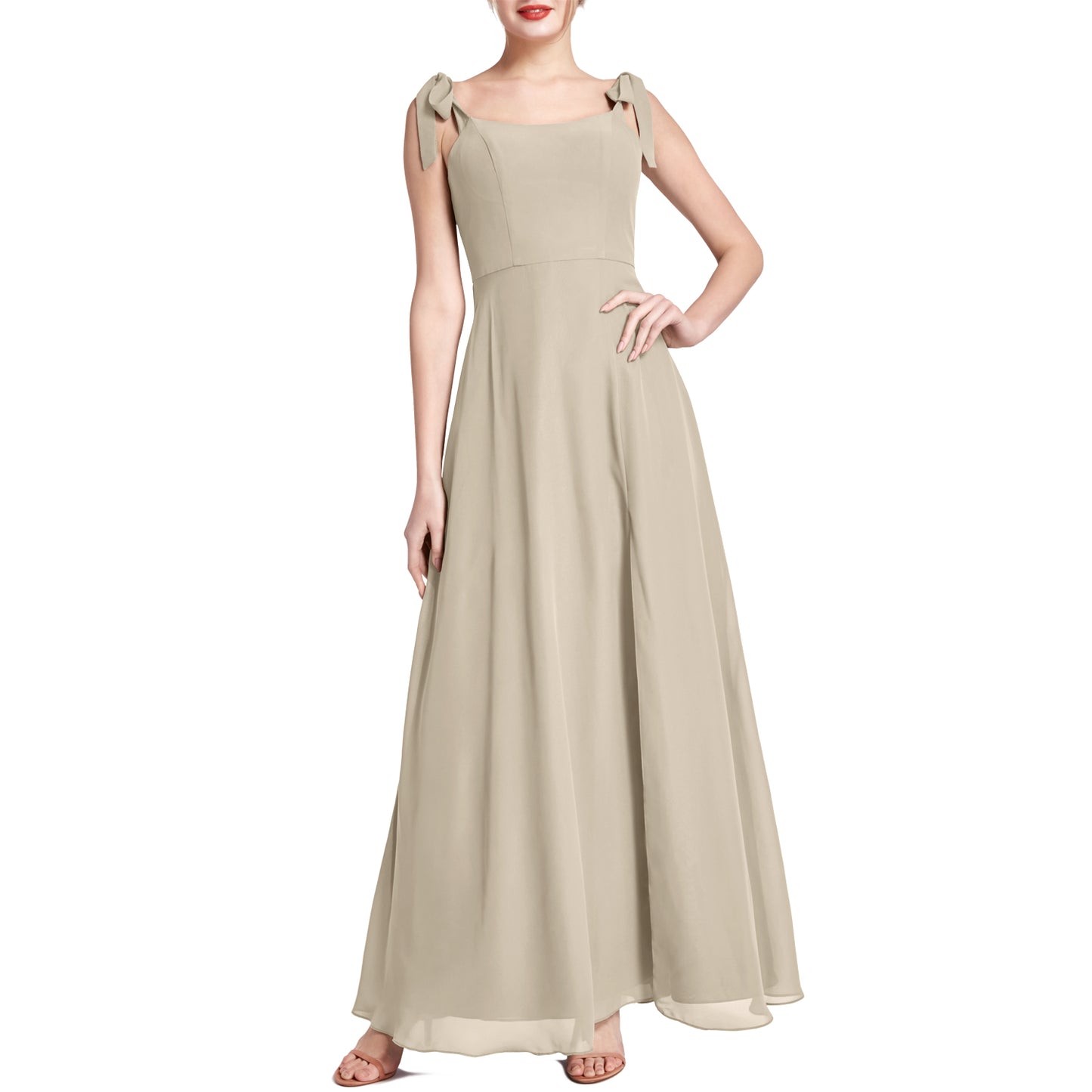 MACloth Damen Chiffon A-Linie Langes, hübsches Brautjungfernkleid für Hochzeit