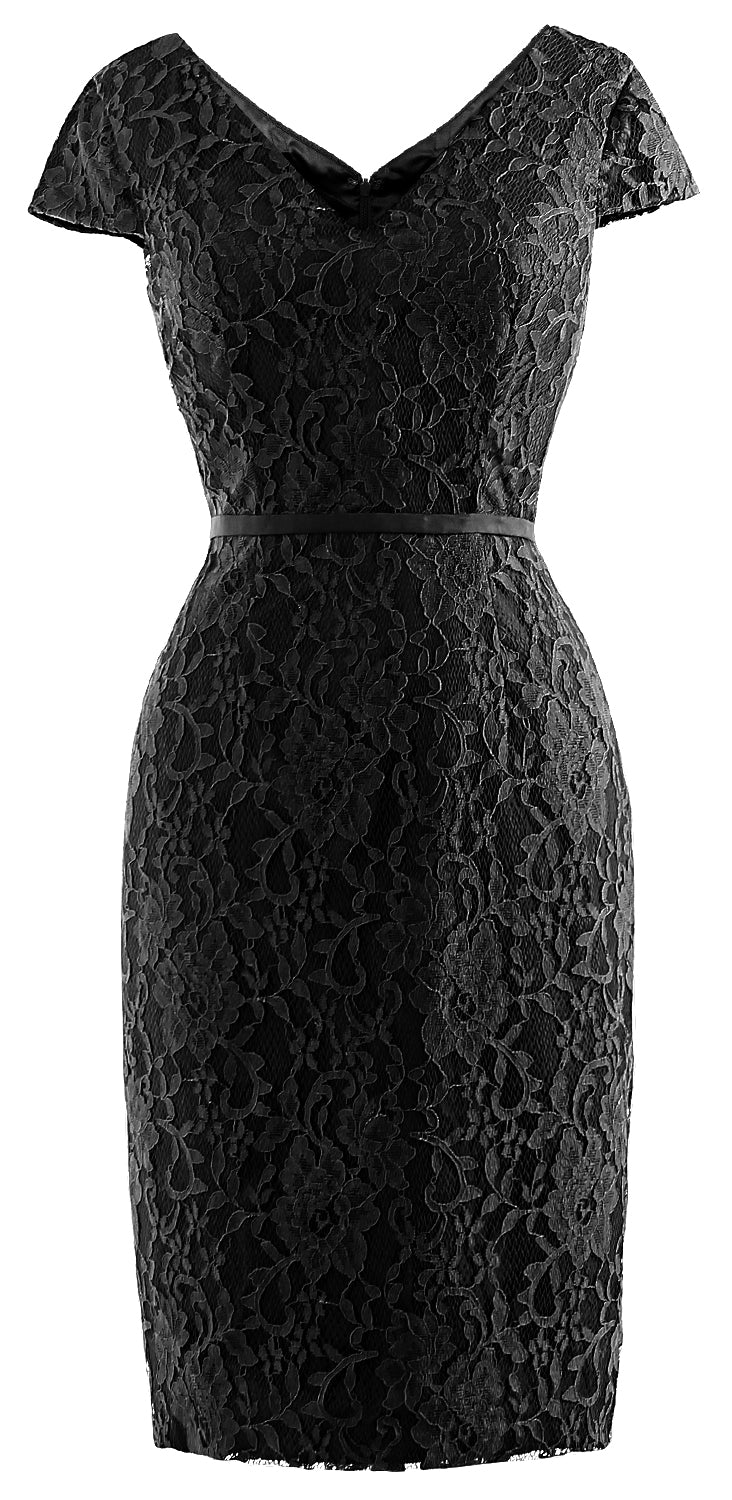 MACloth Women Vintage Short Lace Cap Sleeve Mother of Bride Dress Wedding Party