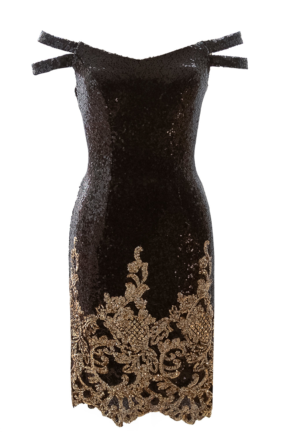 MACloth Damen-Kleid, schulterfrei, figurbetont, Pailletten, Cocktailparty, Mini, Clubwear