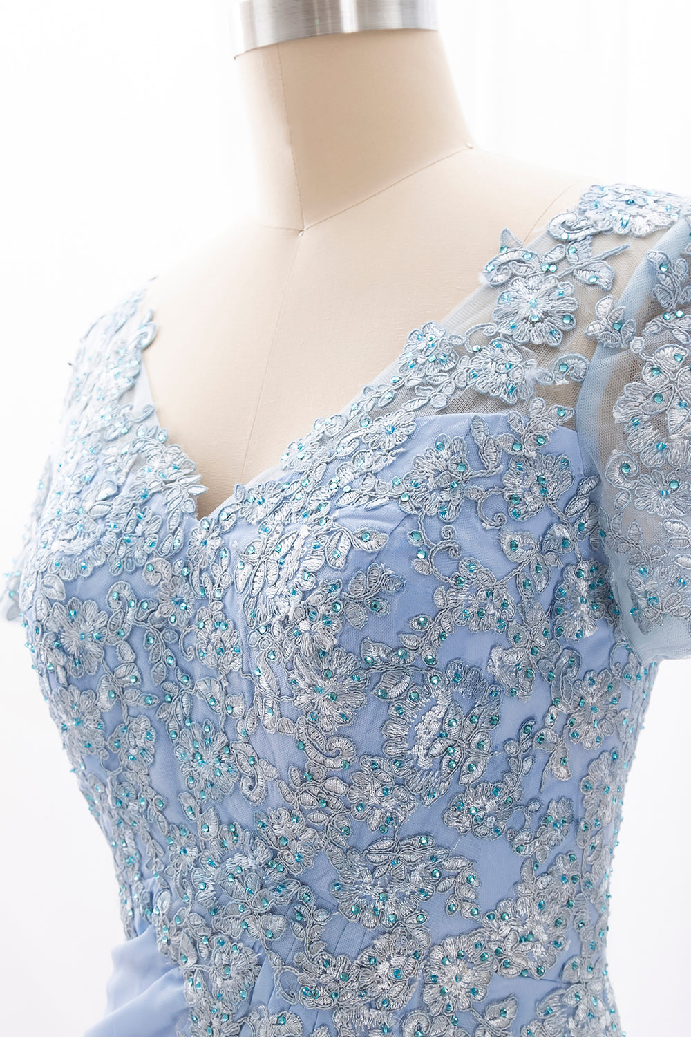 MACloth Damen Kleider für die Brautmutter, kurzärmlig, Spitze, für Hochzeit, Abendkleid