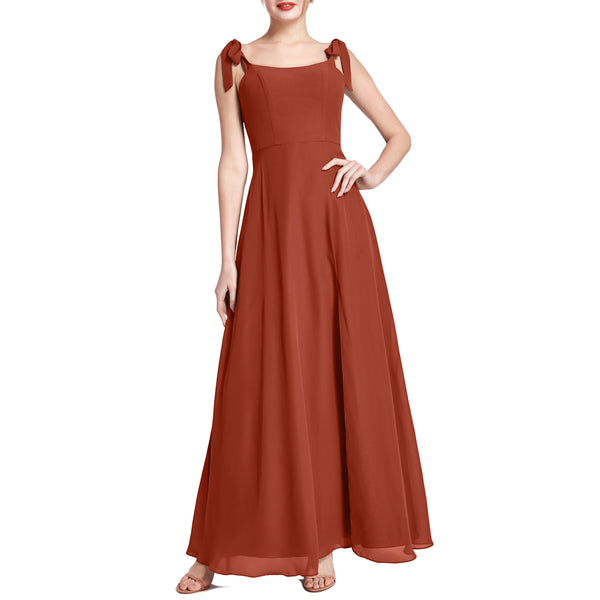 MACloth Women Chiffon aline Long Lovely Wedding Party Bridesmaid Dresses