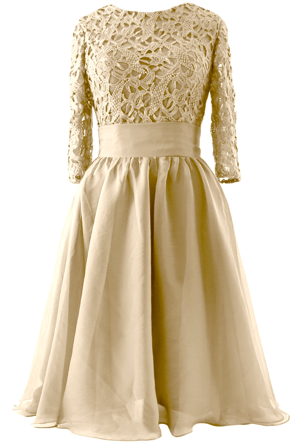 MACloth Women 3/4 Sleeve Lace Short Mother of Bride Dress Formal Evening Gown