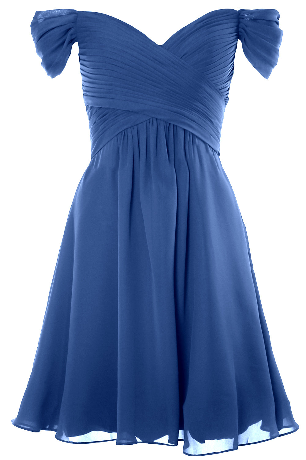 MACloth Damen Schulterfreies, kurzes Brautjungfernkleid für Hochzeit, Party, formelles Kleid