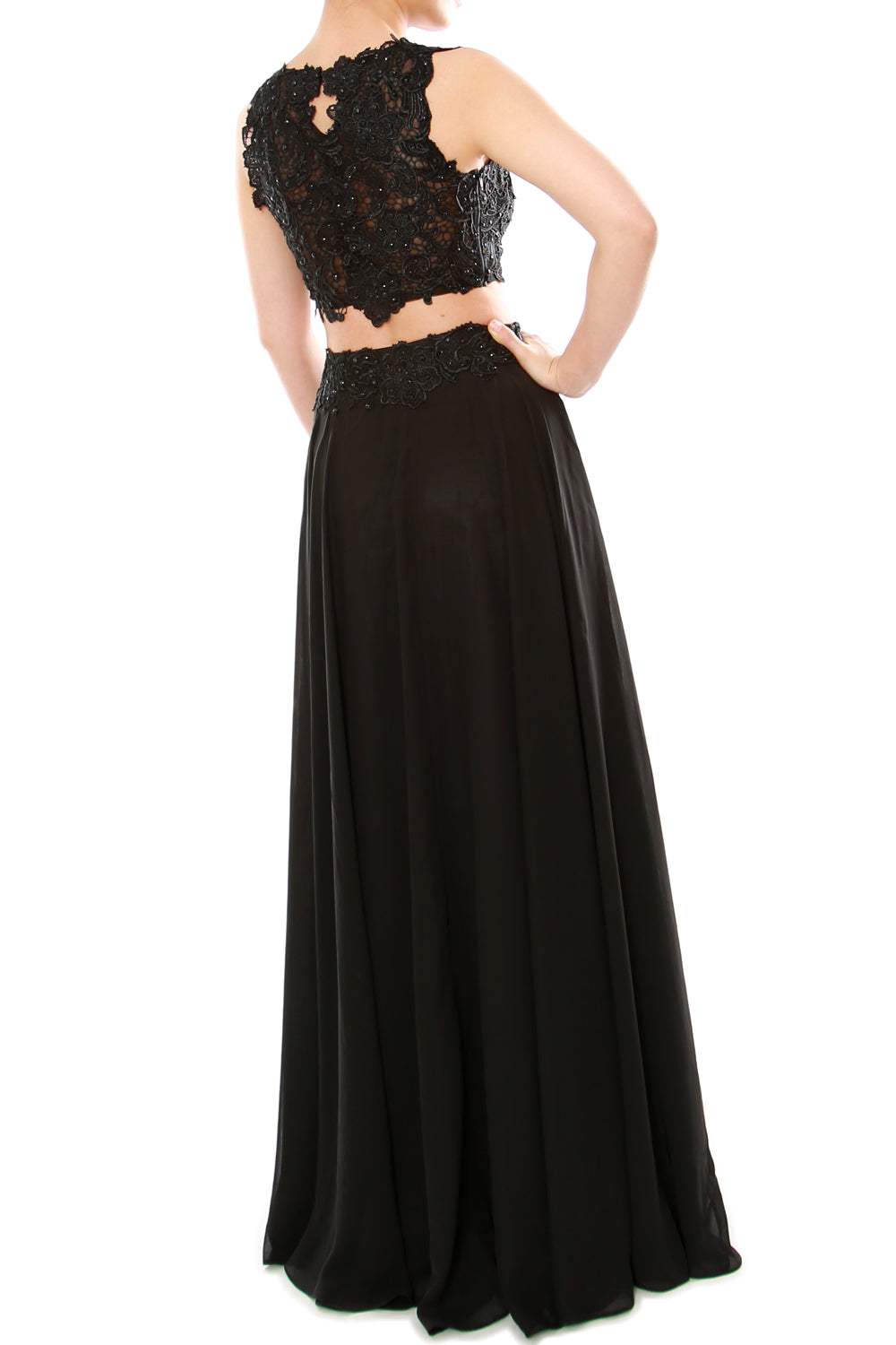 Macloth Women Two Piece High Neck Lace Chiffon Long Prom Dress Formal Party Gown Wine Red / Above Knee / Custom Size Macloth Women Two Piece High Neck Lace Chiffon Long Prom Dress Formal Party Gown Wine Red / Above Knee / Custom Size
