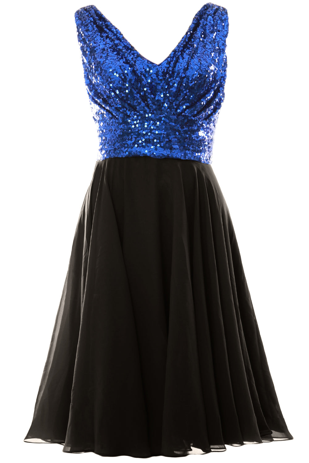 MACloth Women V Neck Sequin Short Wedding Bridesmaid Dresses Mother of Bride