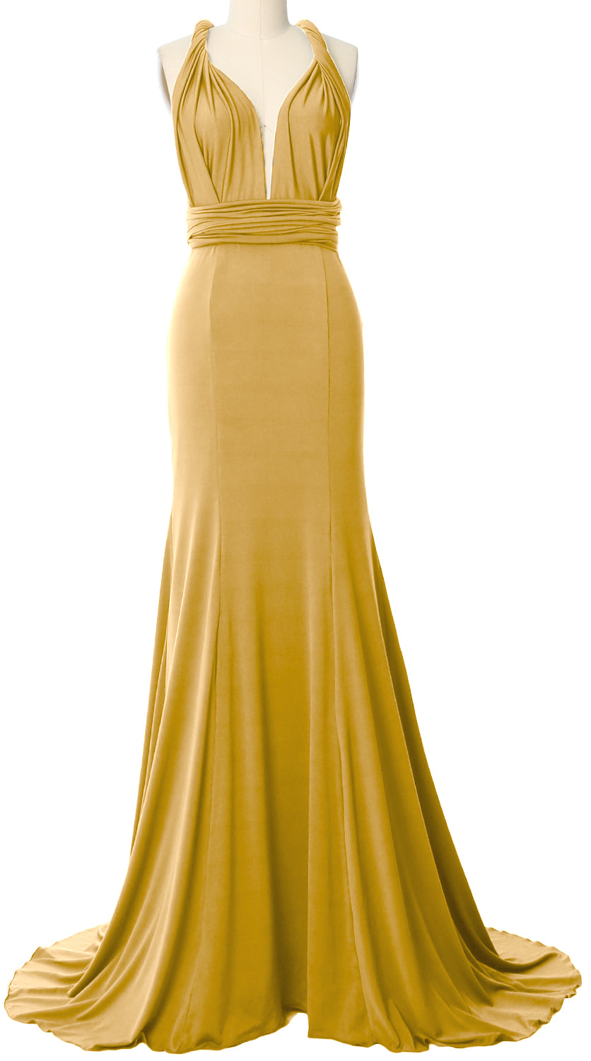 MACloth Convertible Wrap Multi Way Bridesmaid Dress Maxi Evening Formal Gown