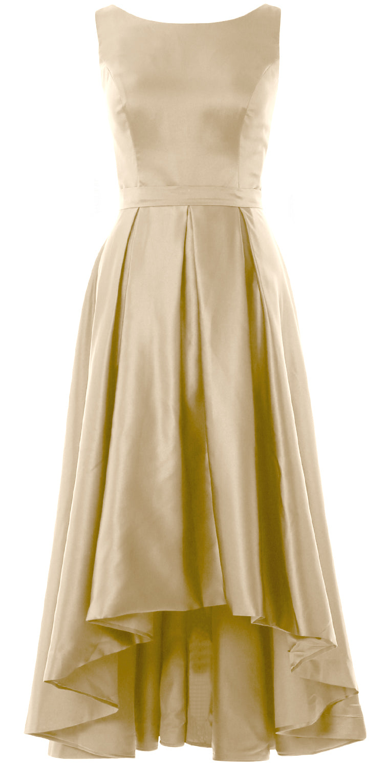 MACloth Hi-Lo Brautjungfernkleider Ärmellos Cocktail Hochzeit Party Abendkleid