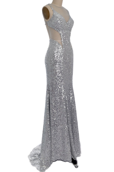 MACloth Gorgeous Mermaid Cut Out Sequin Long Prom Party Dress Evening Gown