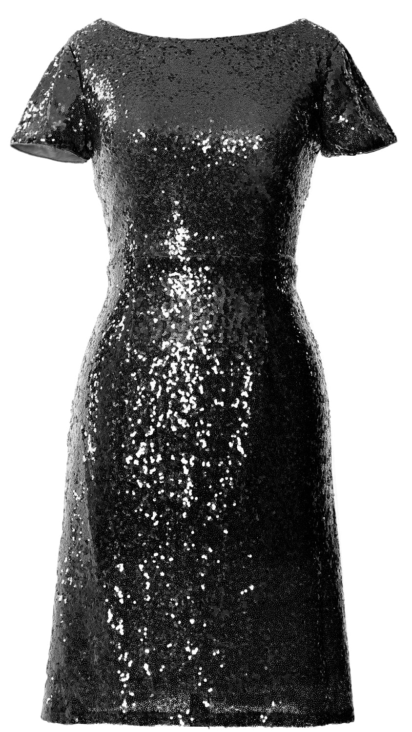 MACloth Women Short Sleeves Knee length Sequin Bridesmad Cocktail Dres MACloth Women Short Sleeves Knee length Sequin Bridesmad Cocktail Dres