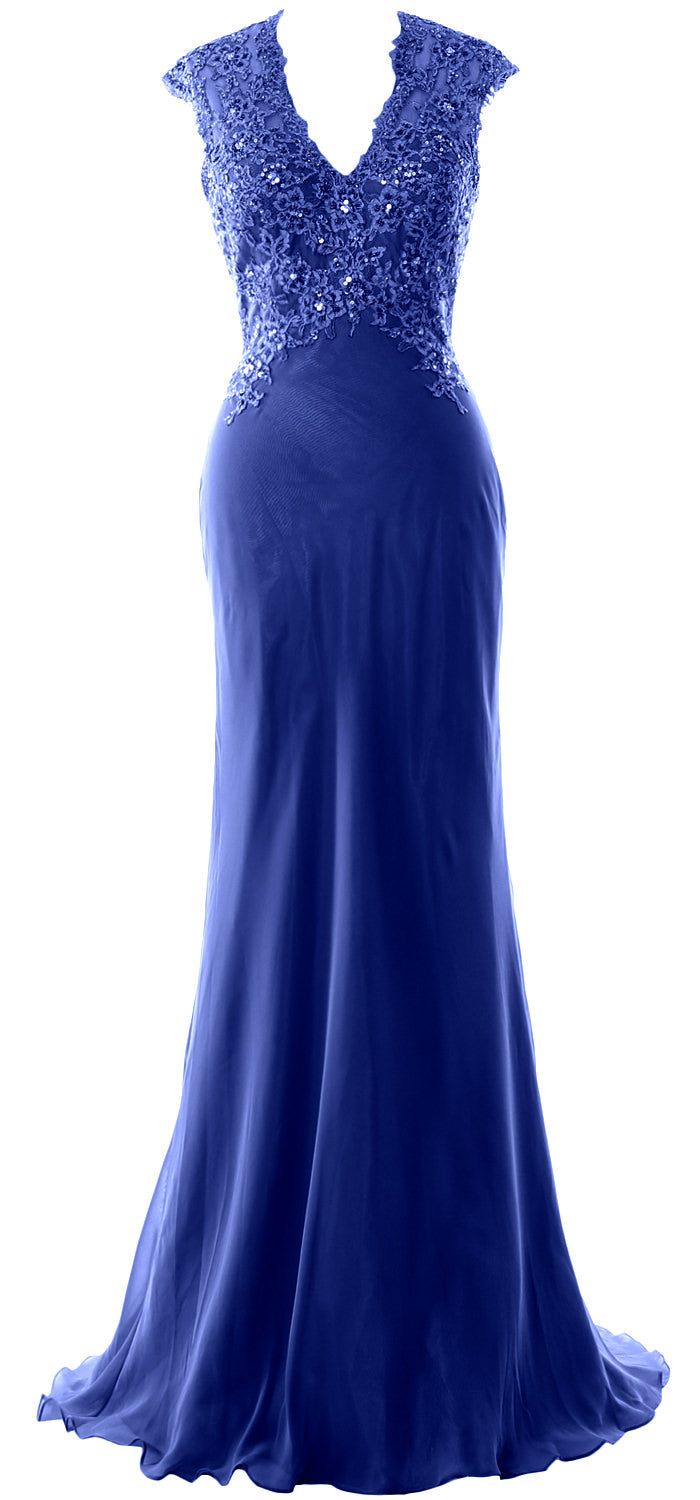 MACloth Damen Kleider für die Brautmutter, Meerjungfrau, V-Ausschnitt, Spitze, formelles Abendkleid