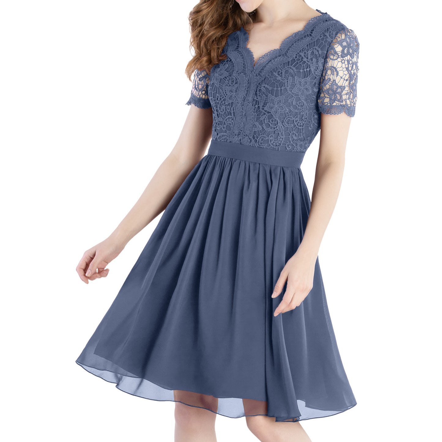 MACloth Mother of Bride Dresses Short Sleeves Wedding Guest Party Formal Gown Dusty Mauve