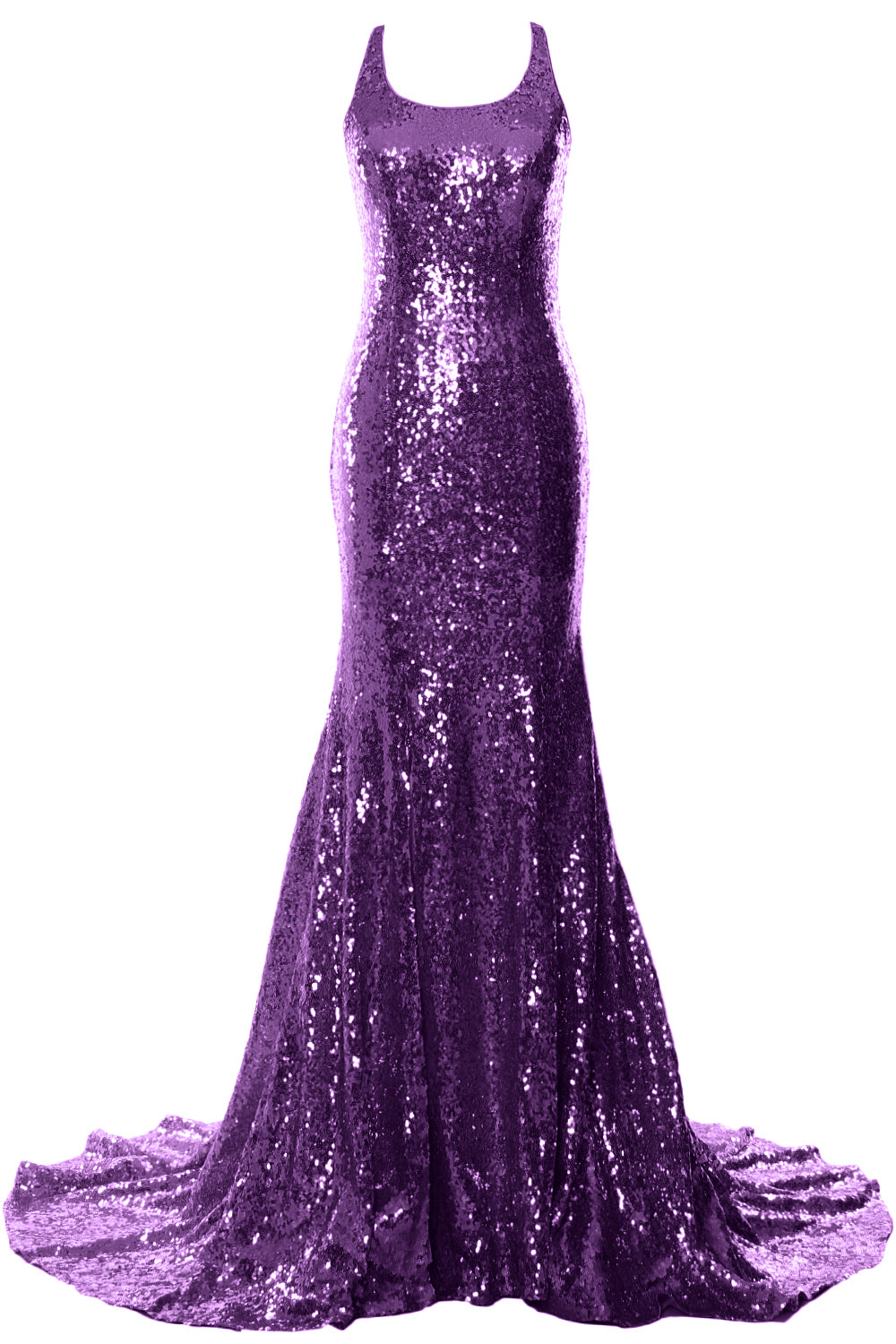 MACloth Vestidos de fiesta de sirena sin mangas con lentejuelas para fiesta de bodas Vestido de noche formal