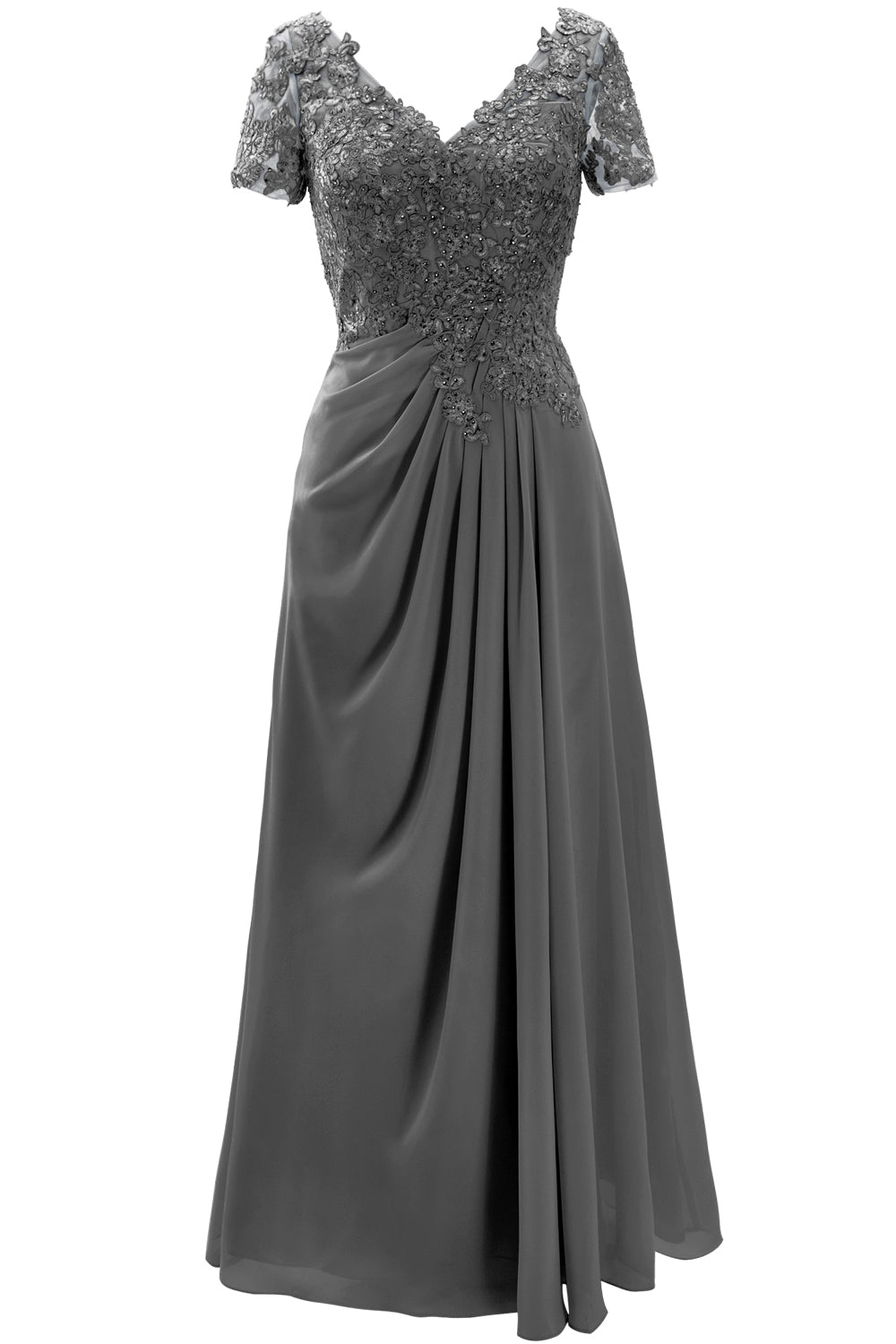 MACloth Damen Kleider für die Brautmutter, kurzärmlig, Spitze, für Hochzeit, Abendkleid