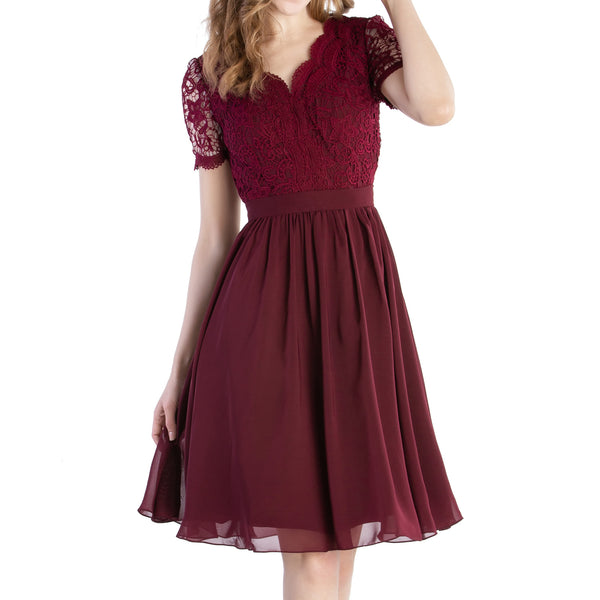 MACloth Mother of Bride Dresses Short Sleeves Wedding Guest Party Formal Gown Dusty Mauve