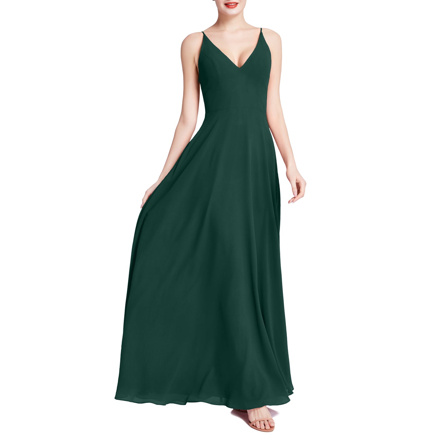 MACloth Mujeres Cuello en V Maxi Boda Fiesta Dama de Honor Vestidos Vestido de Noche