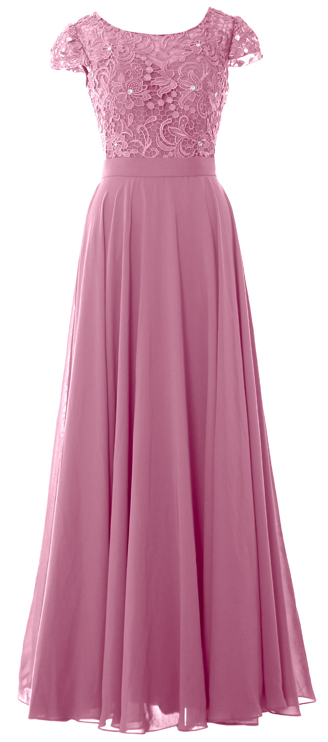 MACloth Damen Kleider für die Brautmutter mit Flügelärmeln, für Hochzeit, Brautjungfer, Probe