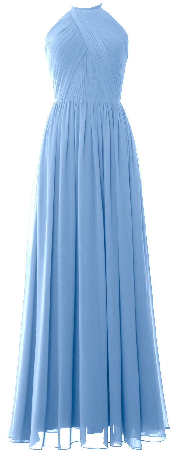 MACLoth Halter Vestidos largos de dama de honor Vestido de noche formal para boda MoH