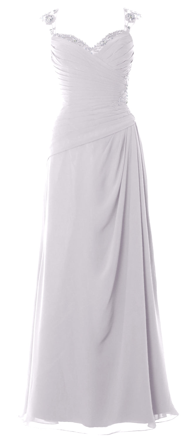 MACloth Women Cap Sleeves Long Mother of Bride Dress Open Back Party Formal Gown
