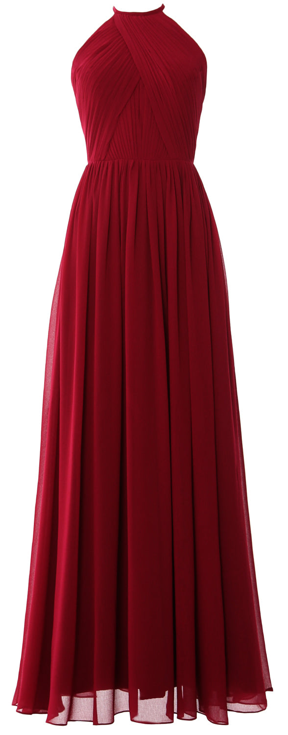 MACLoth Halter Vestidos largos de dama de honor Vestido de noche formal para boda MoH
