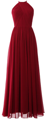 MACLoth Halter Long Bridesmaid Dresses Wedding Formal Evening Gown MoH