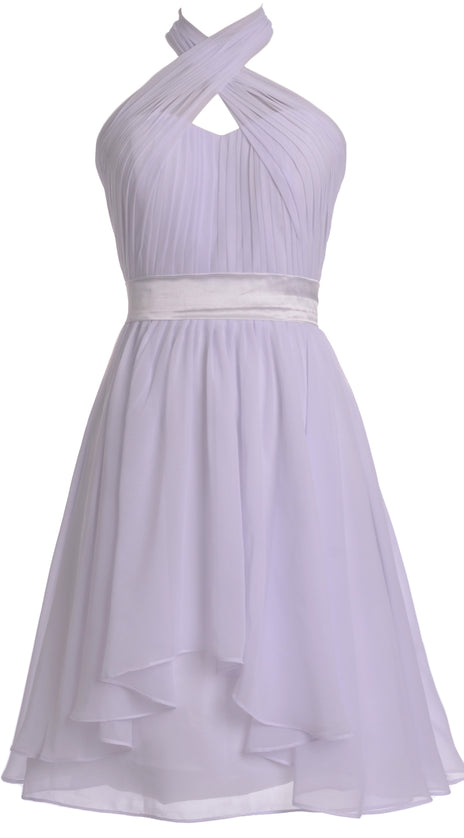 MACloth Women Short Bridesmaid Dresses Halter Wedding Party Guest
