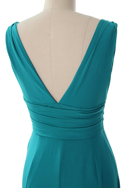 MACloth Long Mermaid Jersey Prom Dresses V-Neck Sleeveless Evening Party Gown