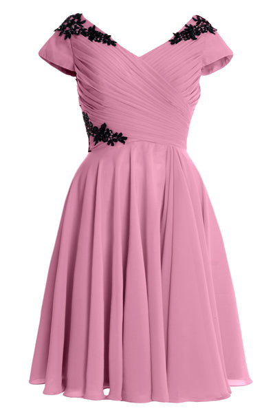 MACloth Women Mother of Bride Groom Dresses Short Cap Sleeve Bridesmaid BD MoH