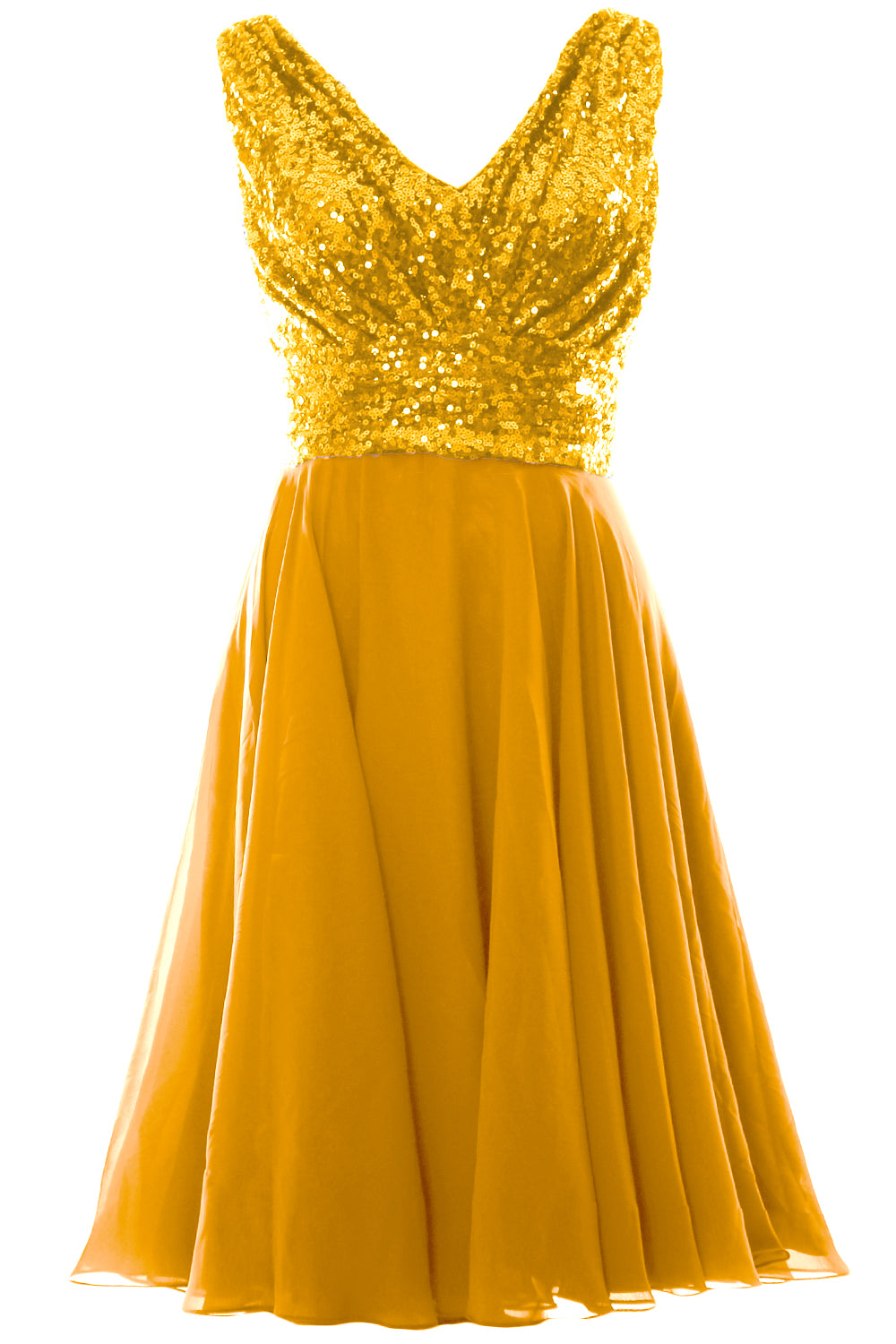 MACloth Women V Neck Sequin Short Wedding Bridesmaid Dresses Mother of Bride