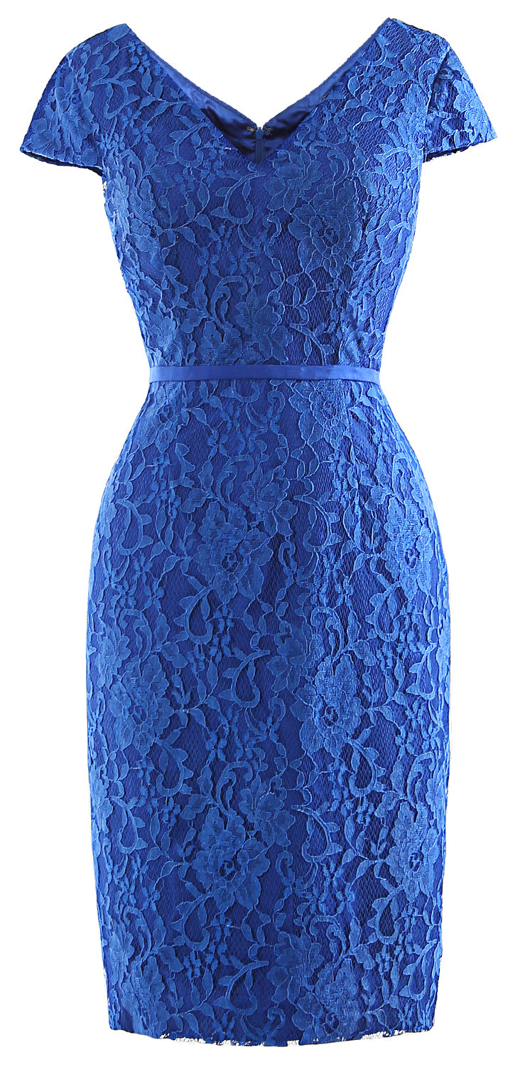 MACloth Women Vintage Short Lace Cap Sleeve Mother of Bride Dress Wedding Party