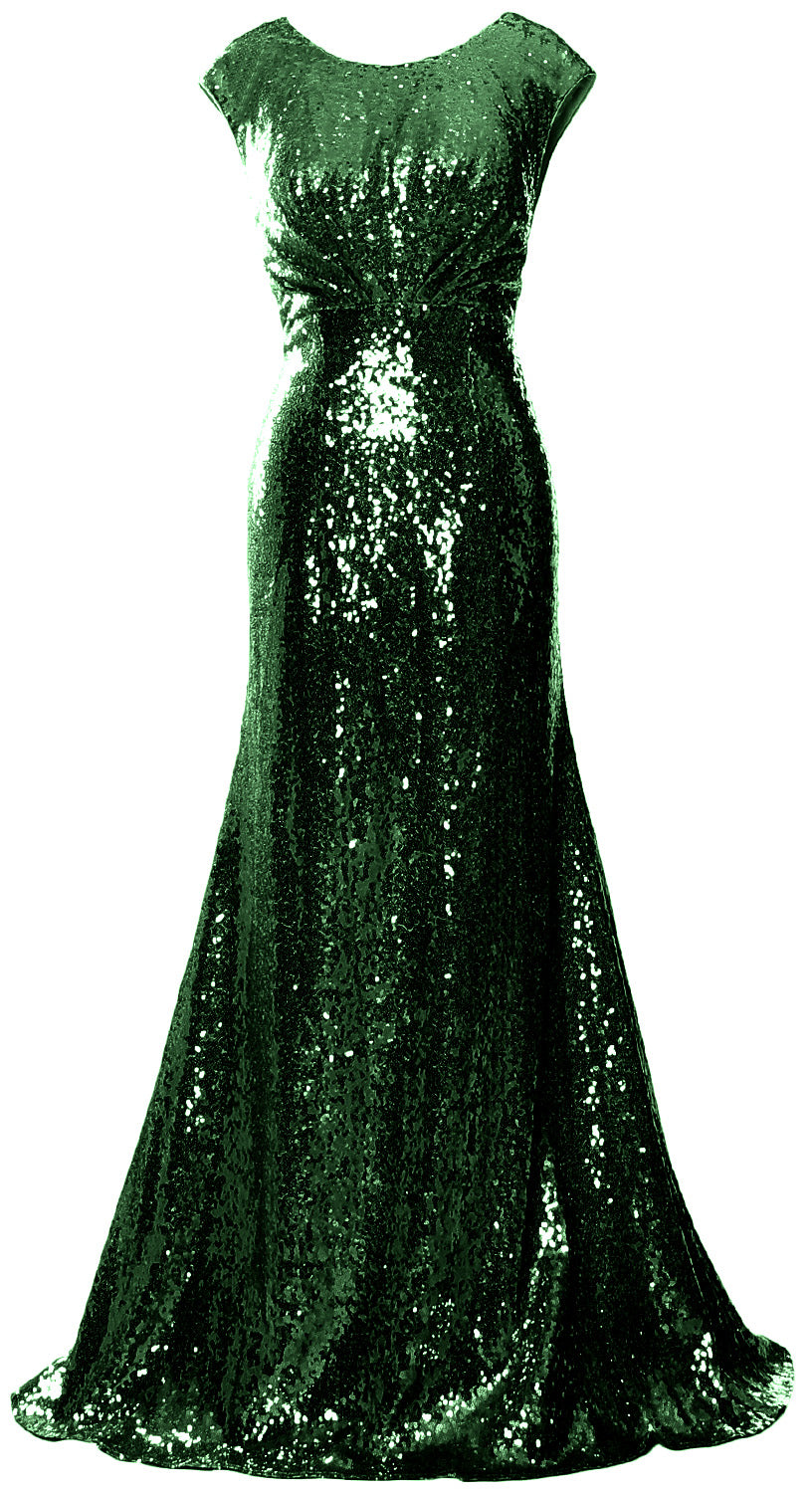 MACloth Damen Kleider für die Brautmutter mit Flügelärmeln und Pailletten, formelles Brautjungfernkleid