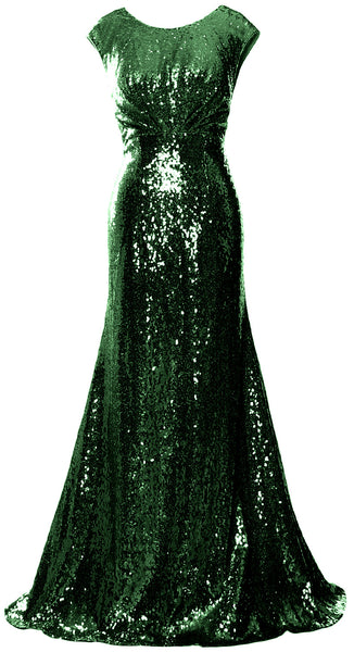 MACloth Women Mother of Bride Dresses Cap Sleeves Sequin Bridesmaid Formal Gown